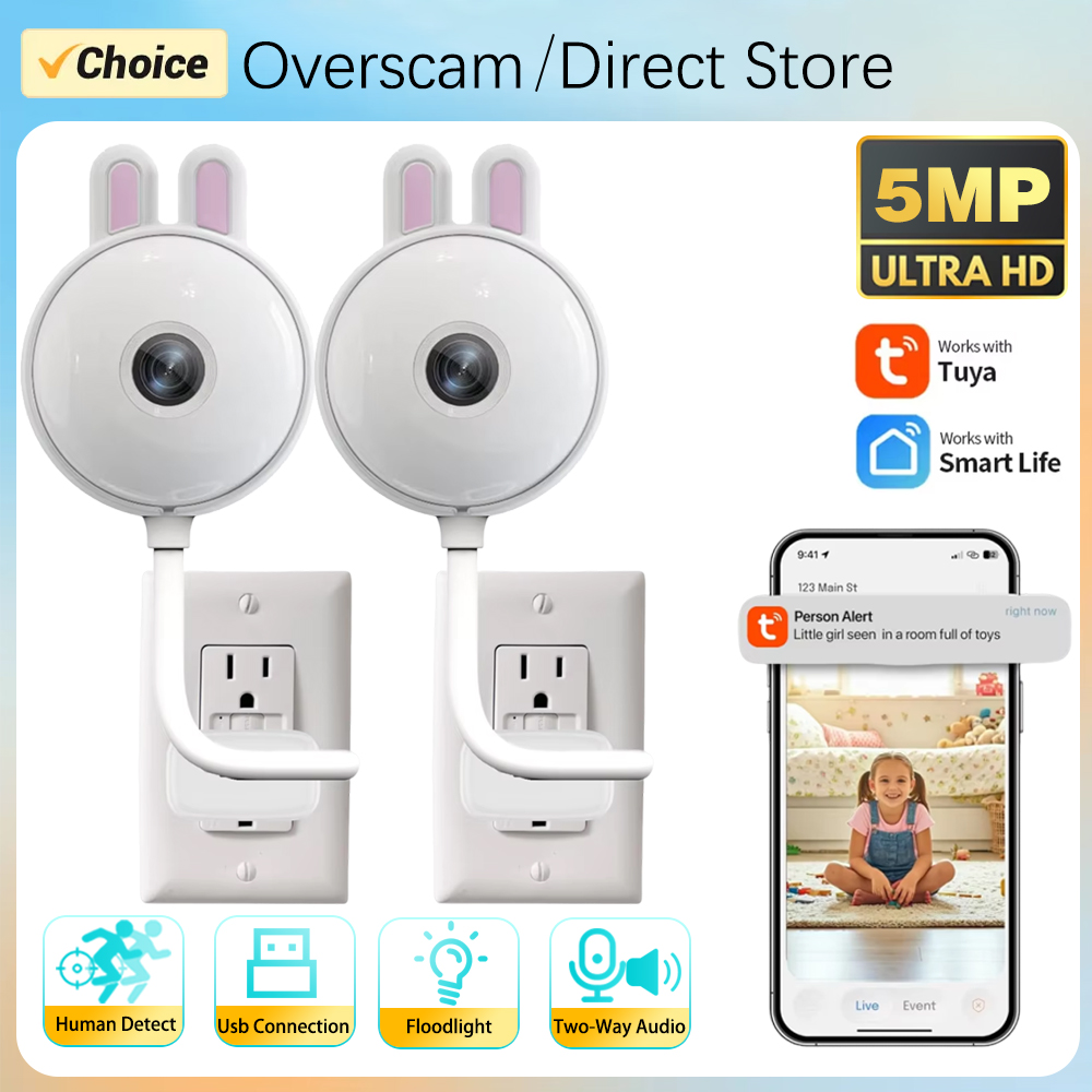 Home Security Flood Lights - Mini Tuya Indoor USB-lamp met WiFi-camera,