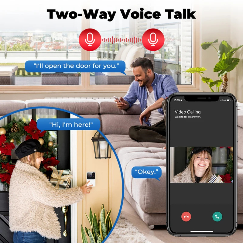 Home Security Front Door Camera - Tuya WiFi Video Deurbel Draadloze HD