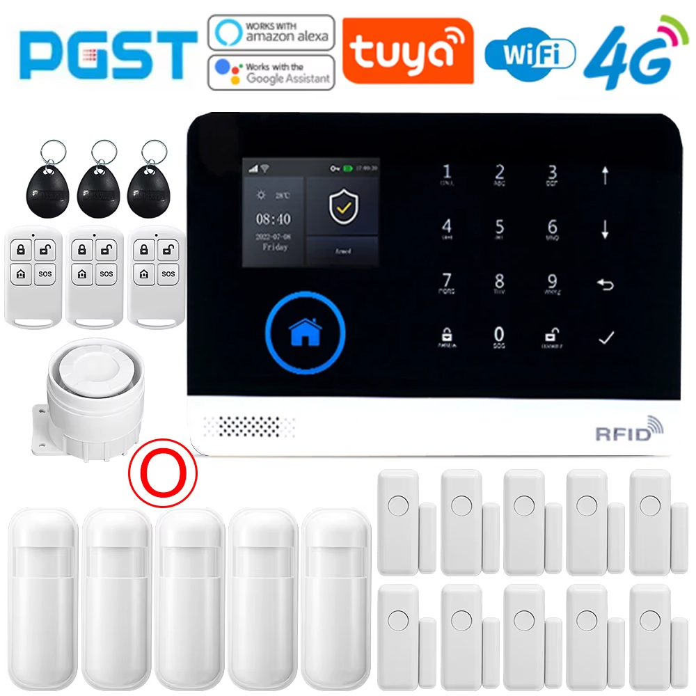 Sim Gsm Alarm - PGST Huisalarmsysteem, WIFI-beveiligingsalarm, anti-diefstal met deurbewegingssensor,
